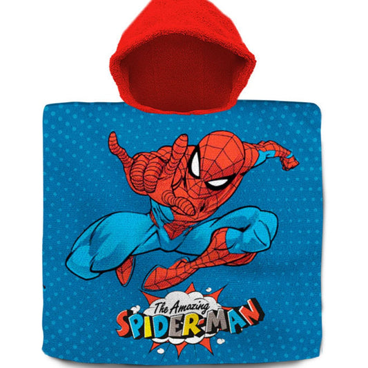 Kuschliger Badeponcho mit Spiderman und mit flauschiger Kapuze