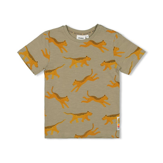 Cooles T-Shirt in Army mit All Over Print Panther aus Baumwolle