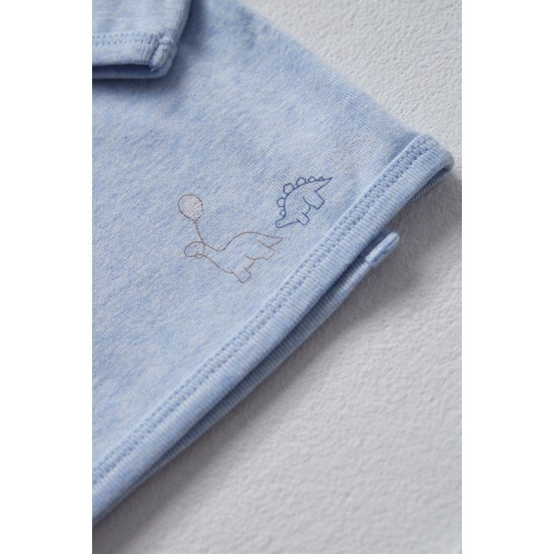 Praktisches Wickelshirt aus Bio-Baumwolle in Blau Melange